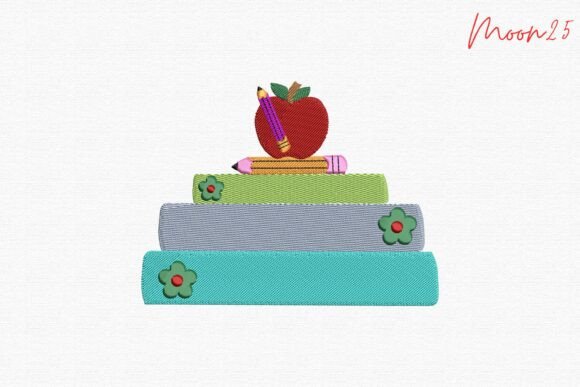 Charming School Books Apple Pencil Teacher Learning Design