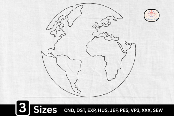 Minimal World Map Line Art Globe